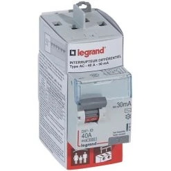 LEGRAND Interrupteur Différentiel Bipolaire - Type AC 30mA Arrivée Haut/départ Haut 40 A