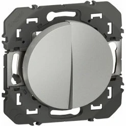 Poussoir Double - Dooxie - 6A - 250V - Aluminium+AX167 - Legrand