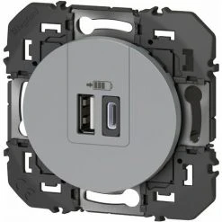 Chargeur 2 USB - A+C - 3A - 15W - Dooxie - Aluminium Composable - Legrand