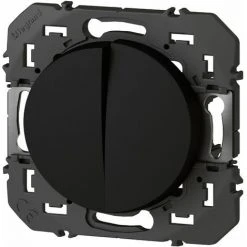 Double Interrupteur Ou Va-et-vient, Dooxie - 10A - AX175 - 250V - Noir Legrand