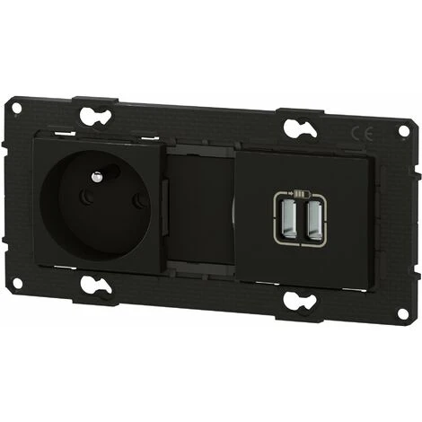 LEGRAND Prise de courant 2P+T + Prise Double chargeur USB - 2400 mA - Nuit - Bticino LEGRAND Prise De Courant 2P+T + Prise Double Chargeur USB - 2400 MA - Nuit - Bticino -LEGRAND Soldes 14456866 1