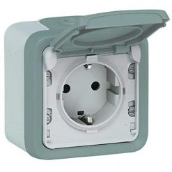 PRISE DE COURANT SCHUKO 1 VOIES PLEXO55 APWG IP44, ANTICHOC IK07 - TYPE DE PROTECTION IP55 BEI COUVERCLE FERMÉ LEGRAND 69730