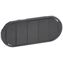 LEGRAND Enjoliveur Large Céliane Pour Interrupteur, Va-et-vient Ou Poussoir 5 Commandes Finition Graphite (067905)