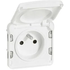 LEGRAND Prise De Courant 2P+T Avec éclips De Protection Plexo Composable IP55 16A 250V Blanc Artic Antimicrobien (070721)