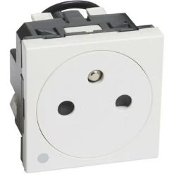 LEGRAND Prise De Courant 2P+T Surface Avec Voyant Mosaic 2 Modules Avec Bornes Automatiques Blanc Antimicrobien (077135)