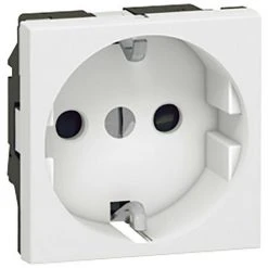 LEGRAND Prise De Courant 2P+T à Puits Germanique Spéciale 4mm2 Et Repiquage Mosaic 2 Modules Avec Bornes à Vis Blanc (077213)