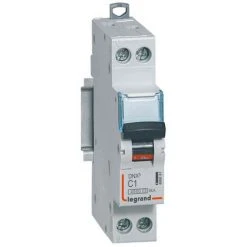 LEGRAND Disjoncteur Phase+Neutre DNX4500 6kA Arrivée Et Sortie Borne à Vis 1P+N 230V~ 1A Courbe C 1 Module (406861)