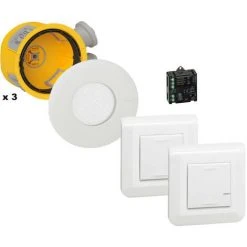 LEGRAND Kit Modul'up Avec 3 Boites Modul'up + 3 Spots IP44 + 1 Micromodule + 2 Commandes Mosaic Sans Fil Blanc (088553)