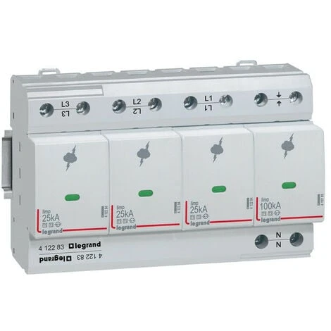 LEGRAND Parafoudre pour protection des installations de risque très élevé typeT1 + typeT2 Iimp 25kA-pôle 3P+N 8 modules (412283) LEGRAND Parafoudre Pour Protection Des Installations De Risque Très élevé TypeT1 + TypeT2 Iimp 25kA-pôle 3P+N 8 Modules (412283) -LEGRAND Soldes 15290540 1