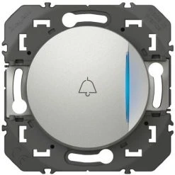 LEGRAND Poussoir Simple Avec Voyant Lumineux Et Marquage Sonnette Dooxie 6A 250V~ Finition Alu Emballage Blister (095239)