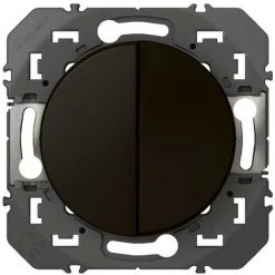 LEGRAND Interrupteur Ou Va-et-vient 10AX + Bouton Poussoir 6A Dooxie Finition Noir Emballage Blister (095266)