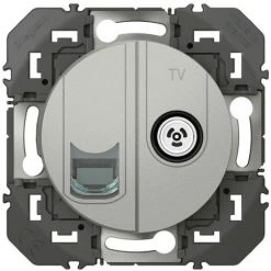 LEGRAND Prise TV + RJ45 Catégorie6 STP Compacte Dooxie Finition Alu (600452)