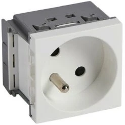 LEGRAND Prise Juxtaposée 2P+T Appareillage 45 Logix 2 Modules Pour Goulottes, Colonnes Et Colonnettes Blanc Artic (49042)