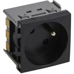 LEGRAND Prise Juxtaposée 2P+T Appareillage 45 Logix 2 Modules Pour Goulottes, Colonnes Et Colonnettes Noir (49242)