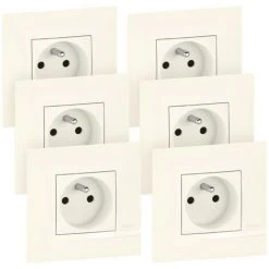 LEGRAND Lot De 6 Prises De Courant Altège 16A Avec Connexion Bornes Automatiques Livrés Avec Plaques Finition Neige (BTAL62DL)