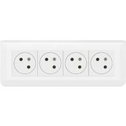 Lot De 4 Prises Mosaic Pré-câblées Composables + Support + Cadre Saillie - Blanc - Legrand