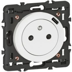 LEGRAND Prise De Courant Fort + Chargeur USB Type C Blanc Céliane - Blanc