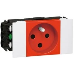 LEGRAND Prise Pour Goulotte Clippage Direct Programme Mosaic 2x2P+T Détrompeur 4 Modules Rouge