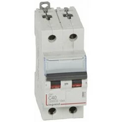 Disjoncteur DX³6000 10kA Arrivée Haute Et Départ Bas à Vis 2P 230V~ à 400V~ - 40A - Courbe C - 2 Modules - 407788 - LEGRAND