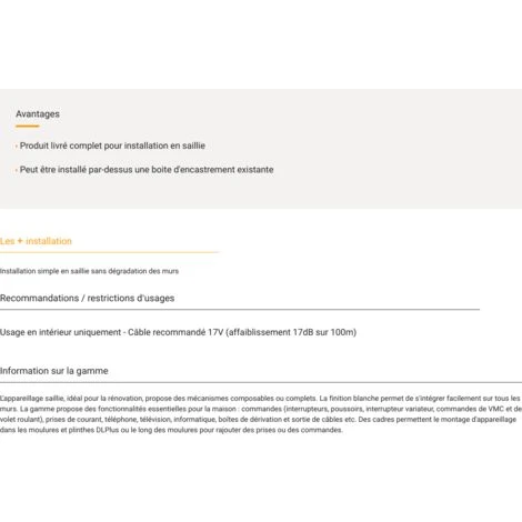 LEGRAND Prise TV simple - mâle - appareillage saillie complet - blanc LEGRAND Prise TV Simple - Mâle - Appareillage Saillie Complet - Blanc -LEGRAND Soldes 24797014 4