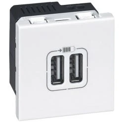 Prise Double USB 2400 MA Legrand - Mosaïc - 2 Modules