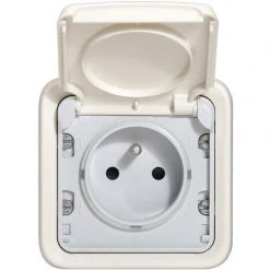 Prise De Courant Étanche Pour Volet Legrand Plexo + Boîtier En Saillie Blanc