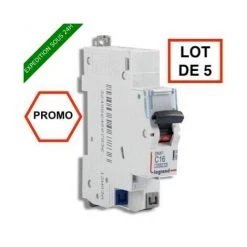 LOT DE 5 // LEGRAND DNX3 Disjoncteur 16A Auto PH+N Courbe C 4.5kA 230V - 406783