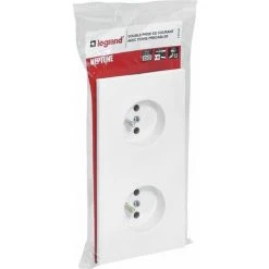 LEGRAND Double Prise De Courant Avec Terre Précâblée Neptune - 16A - Blanc -LEGRAND Soldes 31642872 2