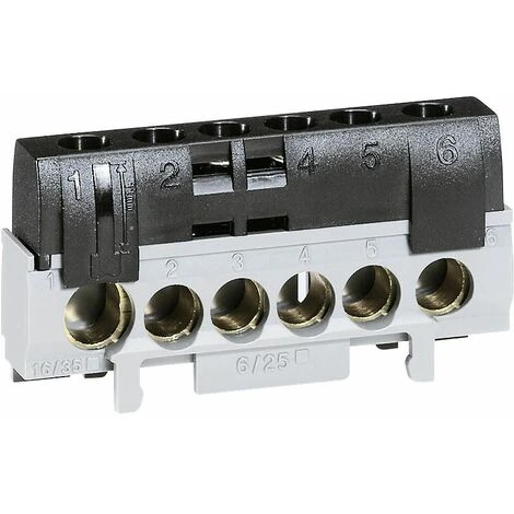 LEGRAND Bornier de phase - 5 bornes câble 6 à 25mm ² + 1 câble 10 à 35mm ² - noir LEGRAND Bornier De Phase - 5 Bornes Câble 6 à 25mm ² + 1 Câble 10 à 35mm ² - Noir -LEGRAND Soldes 31642891 1