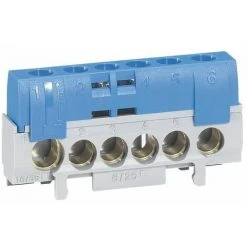 LEGRAND Bornier De Neutre - 5 Bornes Câble 6 à 25mm ² + 1 Câble 10 à 35mm ² -bleu