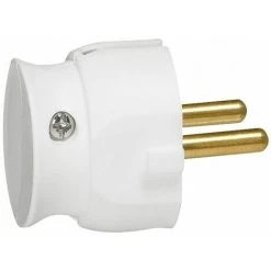 LEGRAND Fiche Extra-plate Mâle Sans Terre - 16A - Sortie Latérale - Blister - Blanc