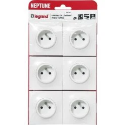 LEGRAND Lot De 6 Prises De Courant Avec Terre Neptune - Blanc -LEGRAND Soldes 31643154 2