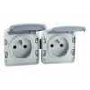 LEGRAND Double Prise De Courant Avec Terre Précâblée + Volet IP 55 Plexo - Hori. - Gris -LEGRAND Soldes 32168911 1