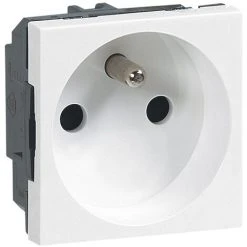 LEGRAND Prise De Courant Avec Terre Spéciale Rénovation Mosaic - Blanc - 2 Modules