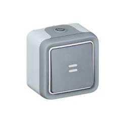 LEGRAND Interrupteur Ou Vaetvient Témoin Plexo Complet IP55 Saillie 10AX 250V Gris - Gris