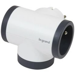 LEGRAND Fiche Rotative 2x2P+T Latérales 16A 230V 3680W Avec USB A+C - Blanc/gris Foncé (049437)