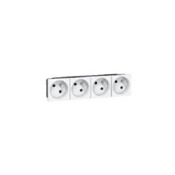 Legrand 077144 - Prise Multi Supports Prog Mosaic - 4x2P+T à 45° - Bornes Auto - 8 Mod - Blanc - Blanc