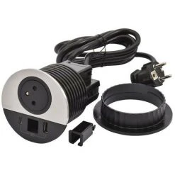 LEGRAND Disq80 Incara 2P+T + USB A+C + Sortie De Câble + Cordon Fiche 2P+T - Métal (654708)