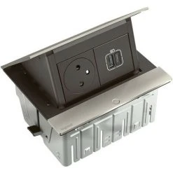 LEGRAND Pop Up Incara 2P+T Surface + Chargeur USB Type-A+C - 4 Modules Inox (654816)