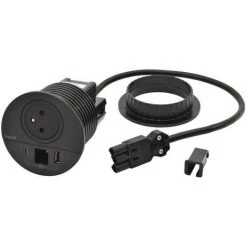 LEGRAND Disq80 Incara 2P+T + USB A+C + Sortie Câble + Cordon Connecteur Wieland - Noir (654707F)