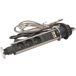 LEGRAND Tower 60 Incara Ø60mm 3 Prises 2P+T + 2 Prises RJ45 + 1 Chargeur USB A+C (654971)