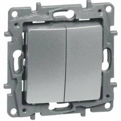 Legrand 096662 Double Va-et-vient Niloé 10AX 250V Argent - Gris