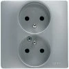 Prise De Courant Double Legrand Niloé + Broche De Terre Gris - Aluminium -LEGRAND Soldes 56816340 1