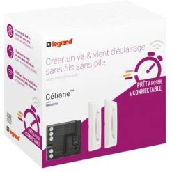LEGRAND Kit Prêtàposer Connectable Avec 2 Commandes Sans Fils Sans Pile Selfe Et 1 Micromodule Céliane Blanc -LEGRAND Soldes 57032922 3