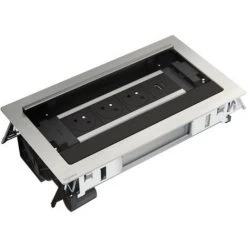 LEGRAND Bloc Prise Incara Flip Up 8 Modules Aluminium 3 PC 2PT USB AC Cordon 2 M - Gris Métal