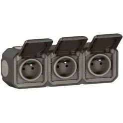 LEGRAND Triple Prise De Courant Horizontale Avec Volet Plexo Complet Saillie -anthracite (070066)