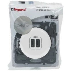 Double Chargeur USB Céliane Type-C 3A 15W - Blanc - Legrand