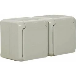 Prise Murale Double 16 A, En Applique, étanche IP44, Avec Couvercle Gris - Legrand Forix 782394.