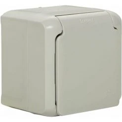 Prise Murale 16 A, En Applique, étanche IP44, Avec Couvercle Gris - Legrand Forix 782393.