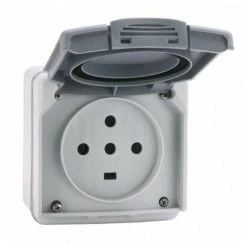 Legrand - Prise 3P+T+N étanche 20A Plexo Complet IP55 Saillie - Gris- Réf : 091657